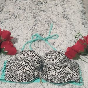 BONGO BIKINI TOP TRIBAL AZTEC BLACK &GREEN LARGE